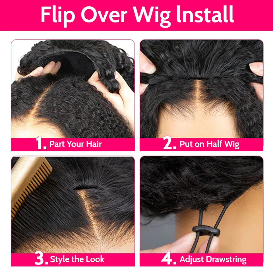 Kinky Curly Half Wigs Human Hair Headband
